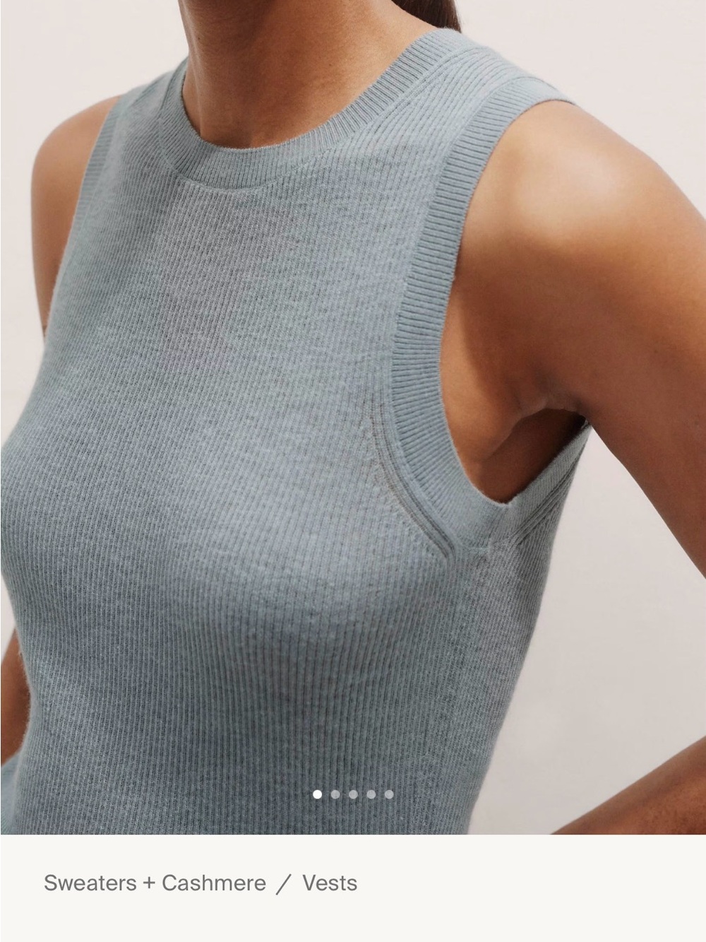 ME+EM Ribbed Knit Sleeveless Tank in Pale Blue